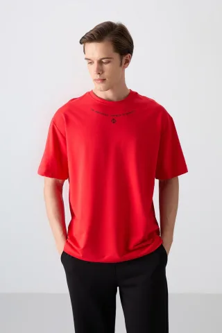 Übergröße Bedrucktes Rundhals-T-Shirt