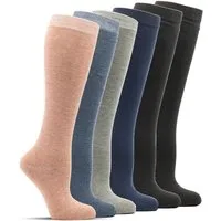 Socked Kniestrümpfe Damen Kniestrümpfe, Baumwolle (6-Paar, 4 verschiedene Farben) Baumwolle, lange Socken,Strümpfe, guter Halt, kniehoch, Uni / Karo