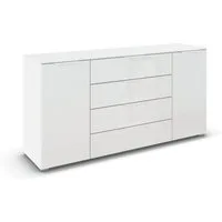 rauch Kombikommode Sideboard Schubkommode Kommode MONTCLAR Front Dekor/Hochglanz/Glas (Breite 160 / Höhe 81 cm, 2 Einlegeböden, inkl. Soft-Close-Funktion), 2-türig, 4 geräumige Schubladen, viele Griffvarianten MADE IN GERMANY