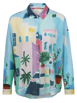 eiszeit - Bluse Hemdkragen 1/1 Arm Druck green multicolor - Gr. - 50