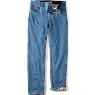 Stretch-Denim Jeans mit Komfortbund und Flanellfutter für Herren, Classic Fit, Herren, size: regular, Blau, Baumwoll-Mischung, by Lands' End