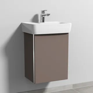 Sanipa 3way Waschtischunterbau zu Geberit Renova Plan Waschtisch mit 1 Tür, Taupe-Matt BP8711T