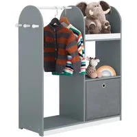 SoBuy Kleiderständer KMB40, Kinderkleiderschrank mit 3 Haken, Kleiderständer Kinder Regal, Kindergarderobe mit 3 Haken Kleiderschrank Kinderregal mit Boxen
