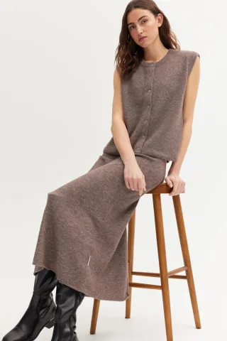 THE FASHION PEOPLE - Woolen Skirt mushroom melange - Gr. - M