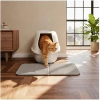 belviona Bodenschutzmatte für Katzentoiletten, Katzenstreumatte 61x38 cm, grau, rutschfest, 1-St., EVA-Matte im Bienenwabenmuster, wasserdicht & pflegeleicht