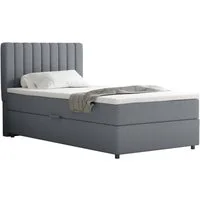 Homesy Boxspringbett EVEREST – Komfortables Einzelbett im modernen Trenddesign (Bett inkl. einem Bettkasten und Topper), Große Auswahl an Polsterfarben