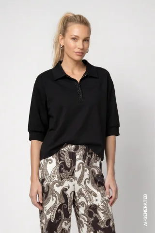 monari - Sweatshirt mit Strasssteinen schwarz - Gr. - 44