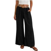 Mississhop Palazzohose Damen Palazzo Hose mit weitem Bein und elastischem Bund mit Gürtel S/M