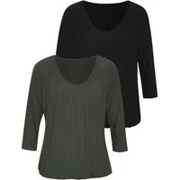 LASCANA 3/4-Arm-Shirt mit zarter Raffung am Ausschnitt (2er-Pack) aus luftigem Viskose-Stretch