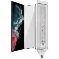 Protectorking Displayschutzfolie 9H Panzerglas HD KLAR Tempered Glass Displayschutz Screen-Protector für Samsung Galaxy S22 Ultra, 1 Stück, FULL CURVED Displayschutz Auto-Dust-Eliminierung HD KLAR