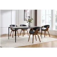 riess-ambiente Armlehnstuhl ORGANIC schwarz/braun – Kunstleder, Walnuss-Holz, mit Armlehnen (Einzelartikel, 1 St), mit Lehne & Retro-Design – ideal für Esszimmer, Büro oder Küche