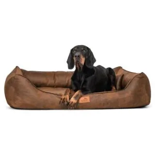 Tierlando ALBERTO ORTHO Orthopädisches Hundebett mit Velours Vintage hellbraun 1,5 m, 25 cm, 1 m