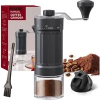 HEYHIPPO Kaffeemühle Manuelle Espressomühle, Kaffeemaschine mit Handkurbel, Haushaltsmühle, 0 W, Keramik-Mahlkern, 25 g Bohnenbehälter, Tragbare Handmühle für Kaffeebohnen, 40-stufiger Mahlgrad einstellbar