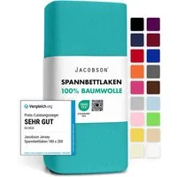 Jacobson Spannbettlaken aus 100% Baumwolle, Jersey Bettlaken 160 g/m², Spannbetttuch mit Gummizug, pflegeleicht & viele Farben