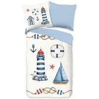 PURE luxury collection Kinderbettwäsche Maritime, Microfaser, 2 teilig, Mikrofaser, 135x200, 2 Teilig, Wendeoptik, Maritim, Strand