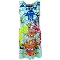 Guru-Shop T-Shirt Mirror Top, Longshirt, Minikleid - Mandala türkis Festival, Goa Style, alternative Bekleidung