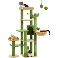 Purpurra Kratzbaum Katzenturm mit großer Hängematte und Höhle für große Katze, 150cm