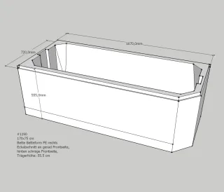 Neuesbad Wannenträger für Bette Profi-Form (g) 170x75 Kopfende li/Fußende re SW13576