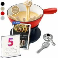 Ottia Fondue Gusseisen Fondue Set für 2, 3, 4, 5, 6 Personen, Langlebig und robust. 5 Jahre Garantie