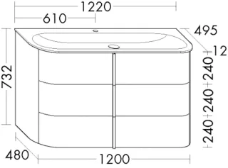 Burgbad Mineralguss-Waschtisch+Waschtischunterschrank Lavo 2.0Lack Matt Dunkelgrau Solid SFZQ122F6274C0001