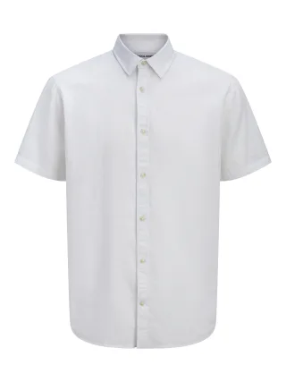 JACK&JONES - JJESUMMER LINEN BLEND SHIRT S/S SN White - Gr. - XXL