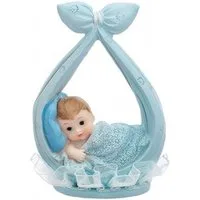 partydeco Tortenstecker, Tortenfigur Baby 11cm Junge im Tragetuch Hellblau
