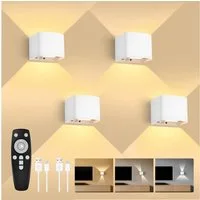 GeyouLux Wandleuchte 5000mAh Aufladbare Wandleuchte Innen, Fernbedienung & Dimmbar, LED-Lampen, LED Wandlampe mit Bewegungsmelder, 4 Stück