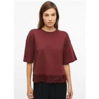 s.Oliver Kurzarmshirt T-Shirt T-Shirt mit überschnittenem Arm und Spitzenkante