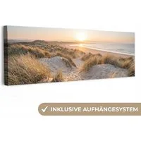 OneMillionCanvasses® Leinwandbild Panorama Dünen - Strand - Meer, Fotodruck (1 St), Wandbild, Deko Schlafzimmer Wohnzimmer Flur 60x20 cm