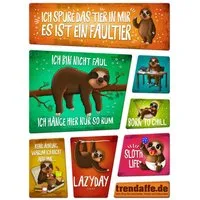 speecheese Magnet Faultier Kühlschrankmagnete 7er Set mit Faultiermotiven und Spüchen