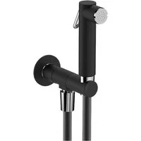 Sapho Bidetarmatur Wandventil mit Handbrause und Sicherheitssperre, rund, schwarz matt Sapho-SG107NE