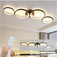 Nettlife LED Deckenleuchte Wohnzimmer Modern Schlafzimmer 4 Flammig in Ringoptik, Dimmbar mit Fernbedienung, LED fest integriert, Warmweiß, Neutralweiß, Kaltweiß, für Schlafzimmer Wohnzimmer Büro Arbeitszimmer