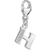 Materia Charm Buchstabe Silber Anhänger Buchstabe " H " Alphabet Zirkonia C58, 925 Sterling Silber, rhodiniert