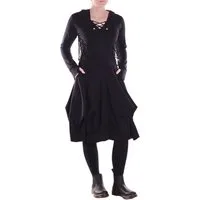 Vishes Jerseykleid Damen Baumwolle Casual asymmetrisch mit Kapuze Daumenloch und Taschen Alternative Bekleidung, Ethno, Hippie, Retro Style
