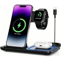 Luckice Kabellose Ladegeräte, 3 in1 Faltbarer Induktive Ladestation Wireless Charger