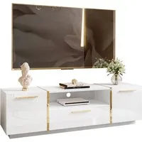 Lookway Lowboard TV ONYX Eleganter Hochglanz Fernsehtisch mit goldenen Griffen (1x TV-Schrank), Breite: 158 cm