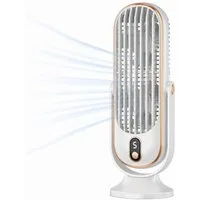 Bestlivings Tischventilator Akku 5 Stufen 360° neigbar, leise (22 dB), Dual-Rotor, LED Display, USB-C Kabel
