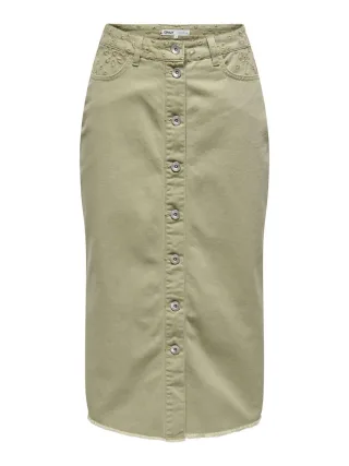 ONLY - Midirock mit Knopfleiste grau - Gr. - XS