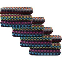 KH-Haushaltshandel Handtuch Frottier Grubentuch, 50x90 cm, Multicolor kariert, Handtuch, Baumwolle, Frottier (12-St), 12er Packung, robustes Zwrin Frottee