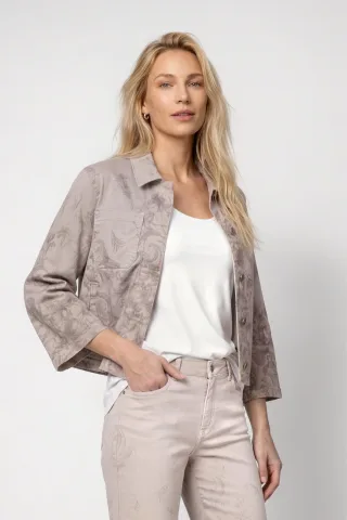 monari - Jeansjacke mit Ornamentalmuster taupe gemustert - Gr. - 40