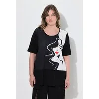 MIAMODA T-Shirt T-Shirt A-Linie vorne Schwarz/Weiß Frauen-Motiv