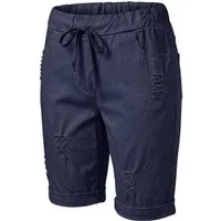 OriginalYou Bermudas Damen Bermuda kurze Sommer Hose im Distressed Look Knitterlook, mit Gummibund & Kordelzug, 38/40 bis 44/46 erhältlich