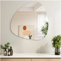 Hopibath Badspiegel Rahmenlos 80x80 60x60cm Steinform Wandspiegel Bad Asymmetrisch (Badezimmer Spiegel, ohne Beleuchtung), Modern, Design, Einfache, Elegant