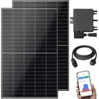 VESKA Balkonkraftwerk Balkonkraftwerk 1000 W Bifazial Glas/Glas, 800,00 W, Monokristallin, (Steckerfertig, genehmigungsfrei, schwarz WIFI), N-TYPE, TOPCON, Antireflexbeschichtung