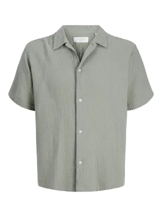 JACK&JONES - JORNANTUCKET DOUBLE CLOTH SHIRT SS EA26 Seagrass - Gr. - L