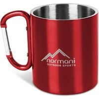 normani Becher Edelstahl Tasse 330 ml mit Karabinerhaken, Edelstahl, Doppelwandige Outdoortasse Campingtasse Edelstahlbecher Thermobecher
