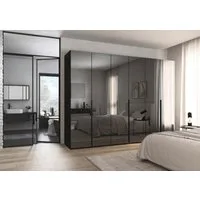 rauch Drehtürenschrank Kleiderschrank Schrank Garderobe Wäscheschrank BESTSELLER MONTCLAR (3 Ausstattungen BASIC/CLASSIC/PREMIUM (SOFT-CLOSE), Breiten 201-400 cm) Front in Glas/Hochglanz/Dekor/Grauspiegel in 5 Breiten MADE IN GERMANY