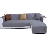 LIANNA Sofahusse Graue wasserabweisende Sofahusse, gesteppt, wendbar für L-Sofa
