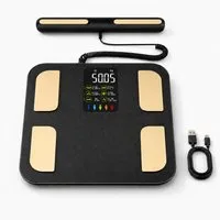 Tekoo Körper-Analyse-Waage 8-Elektroden Körperanalysewaage mit Handteil, App & Farbdisplay, 180kg, 8-Elektroden-Technologie für präzise segmentale Ganzkörperanalyse