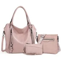 TAN.TOMI Handtasche 3-Tlg Shopper Schultertasche Geldbörse Damen Groß Umhängetasche, Für Freizeit Business Schule Büro usw in schlichter Optik